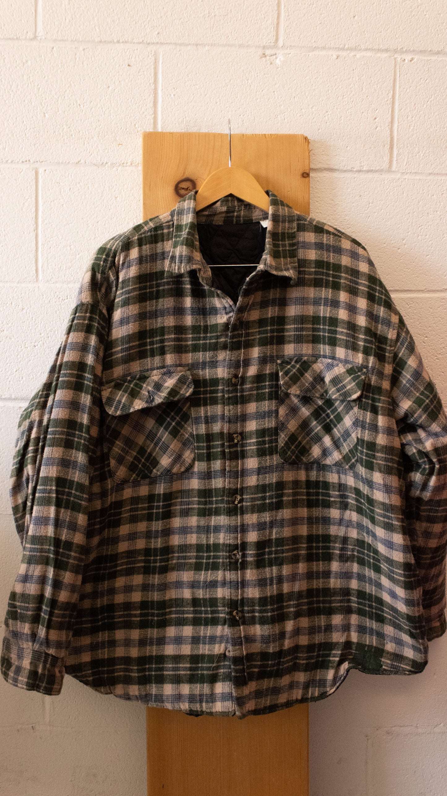Vtg Quilt Lined Flannel : XL