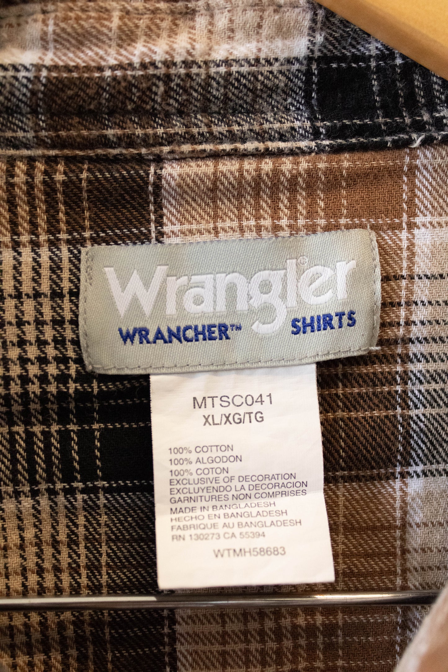 Wrangler Plaid Pearl Snap : XL