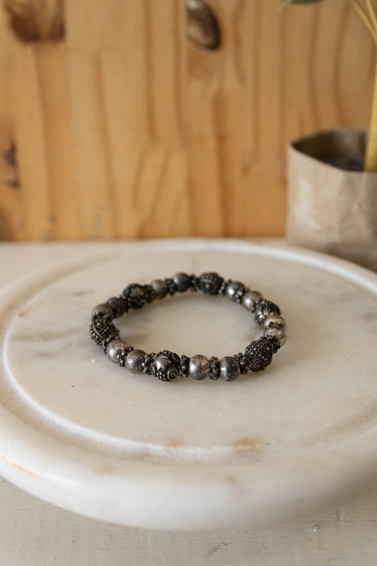 Silver Tone Beaded Bracelet