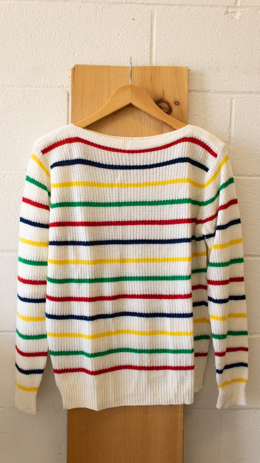 Vtg Colorful Striped Sweater : L