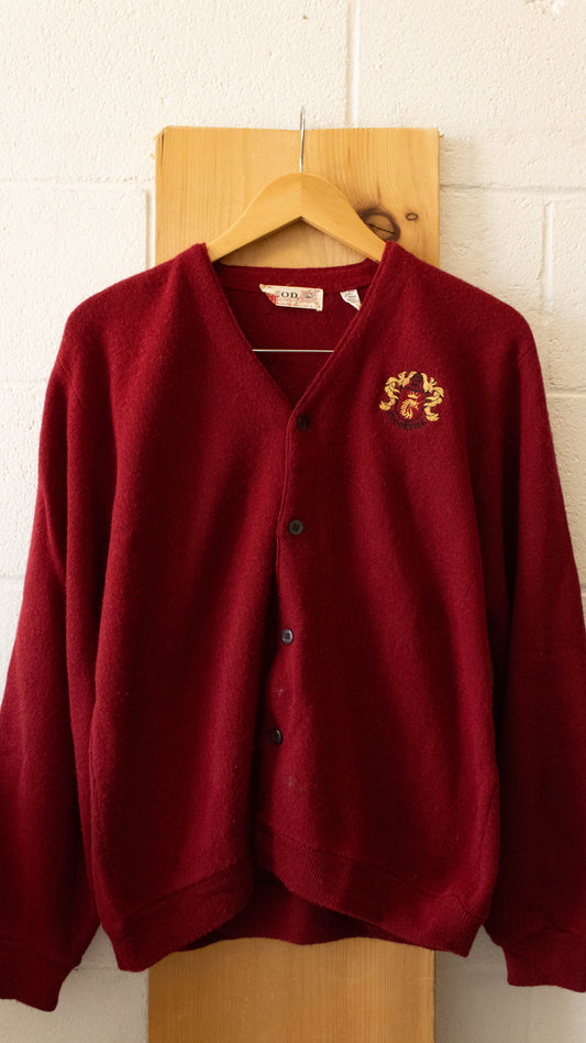 Vtg Izod Red Cardigan : L