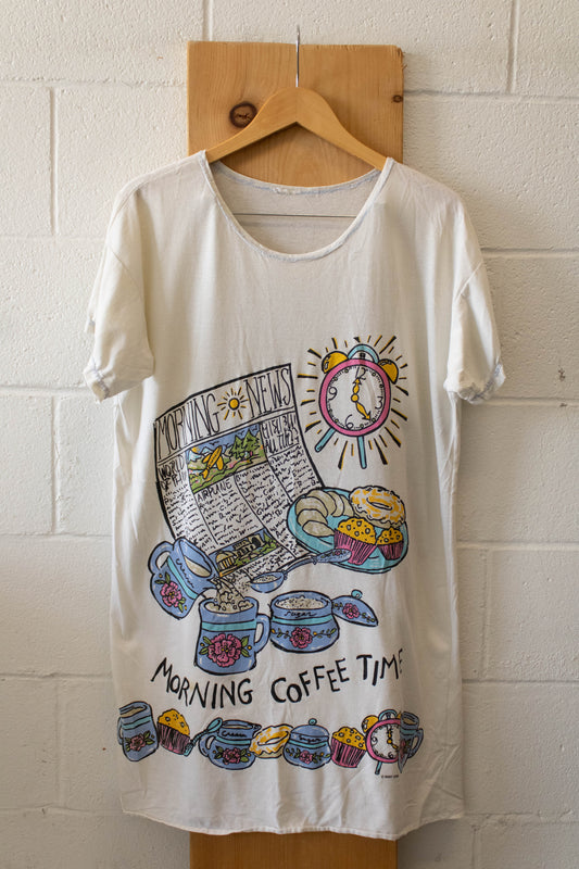 Morning Coffee Time Sleep Tee : L