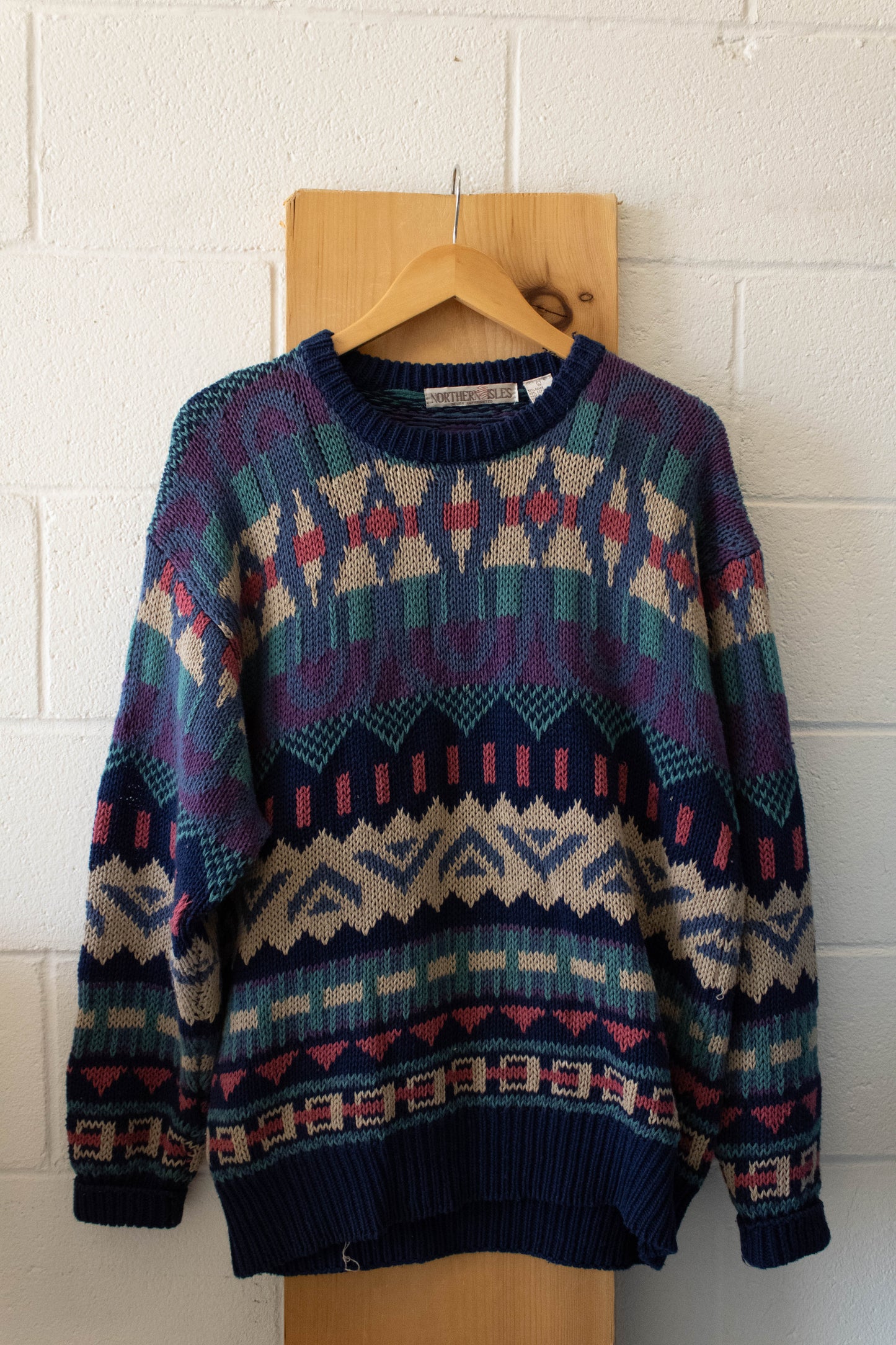 Vtg Colorful Knitted Sweater : L