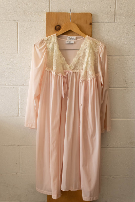 Vtg Pink Slip and Robe : M