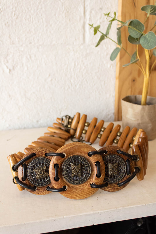 Vtg Wooden Statement Belt