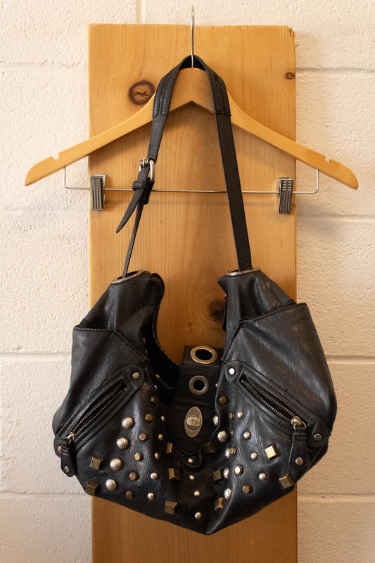 Black Studded Shoulder Bag