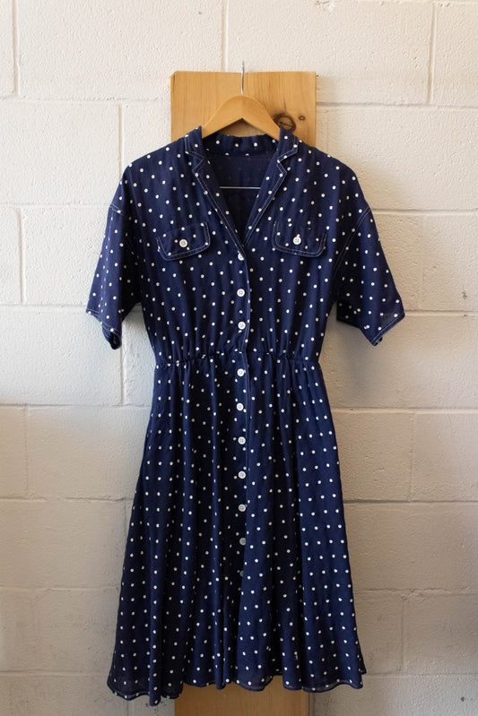 Vtg Polka Dot Dress : S