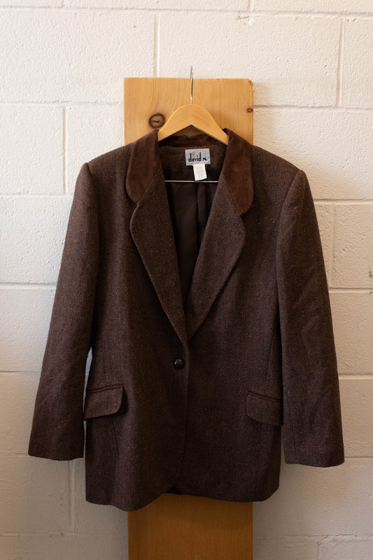 Vtg Brown Wool Blazer : 12