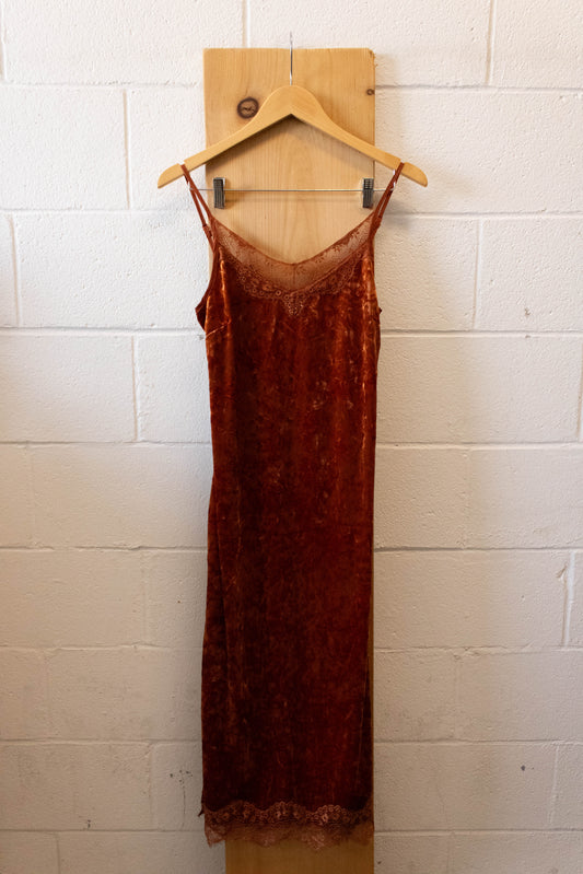 Orange Crushed Velvet Dress : M