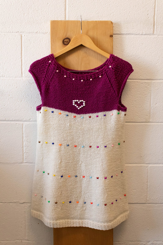 Knitted Purple and Cream Dress : S