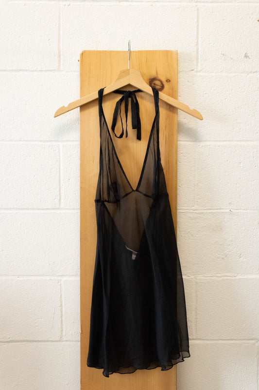 VS Sheer Black Halter Slip : S