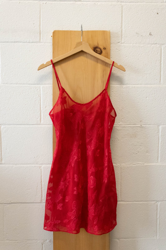 Vtg Hot Pink Floral Slip Dress : S