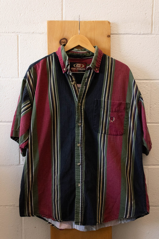 Vtg Striped Button Up : XL