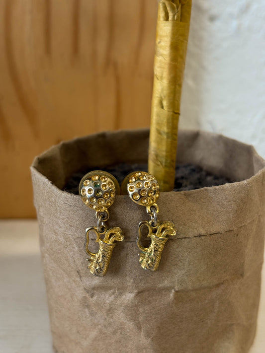 Gold Tone Golf Earrings