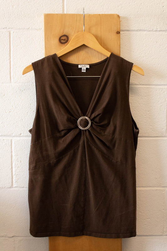 Vtg Brown Ruched Tank : XXL
