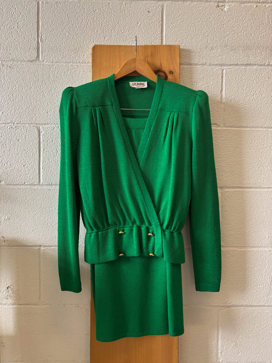 Vtg Green Skirt and Blazer Set : 8