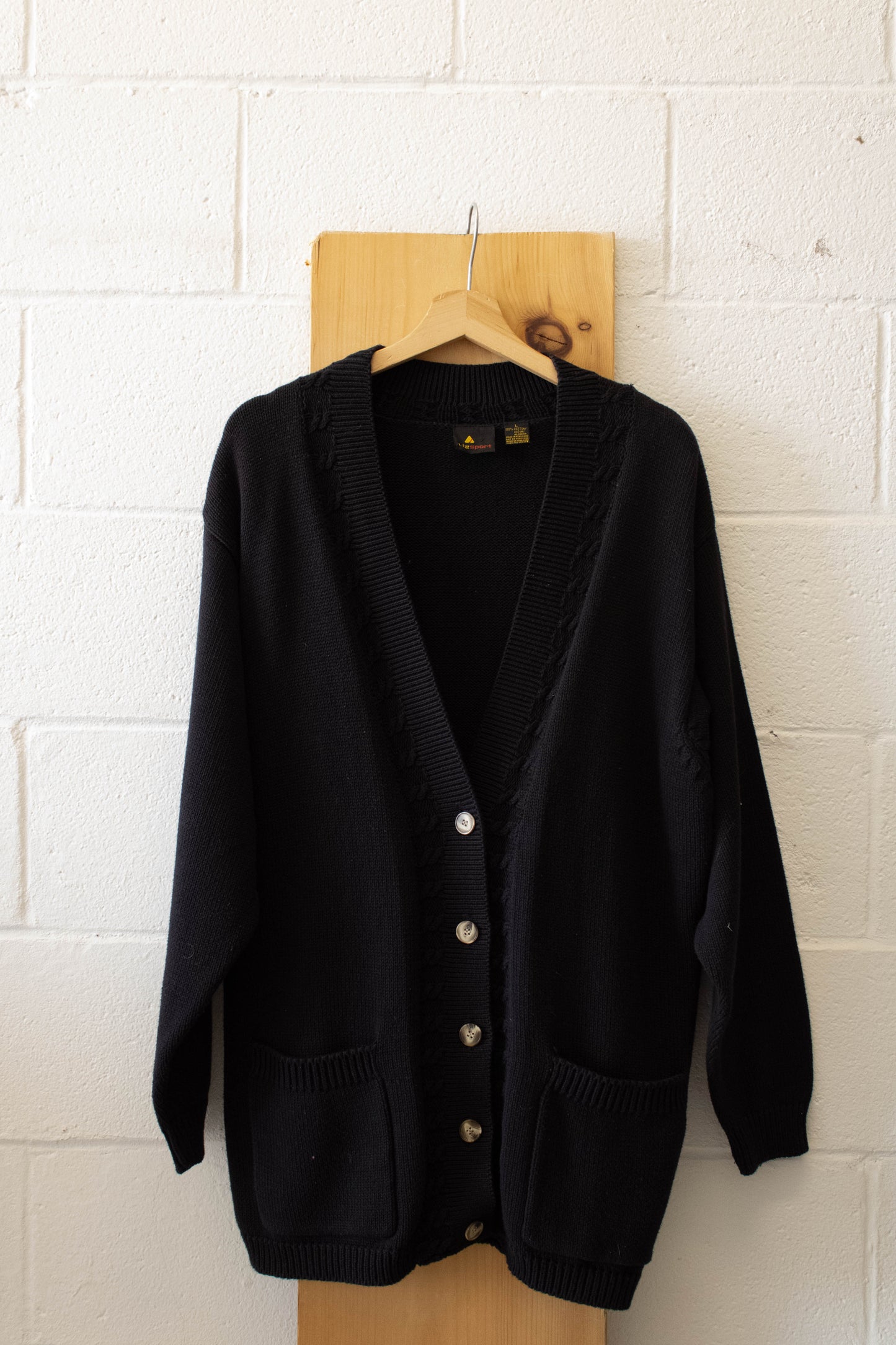 Vtg Black Cardigan : L