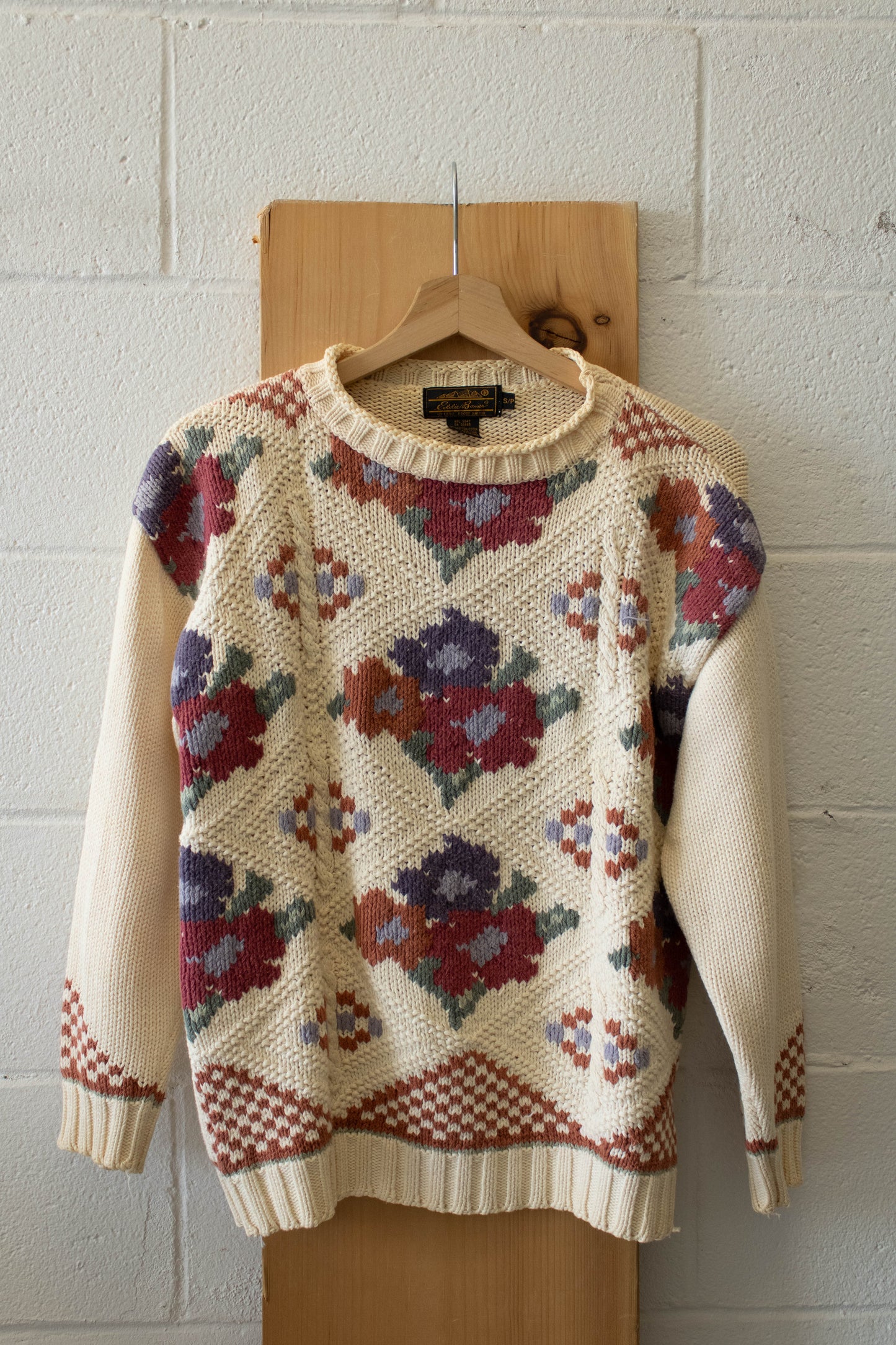 Vtg Eddie Bauer Flowers Sweater : S