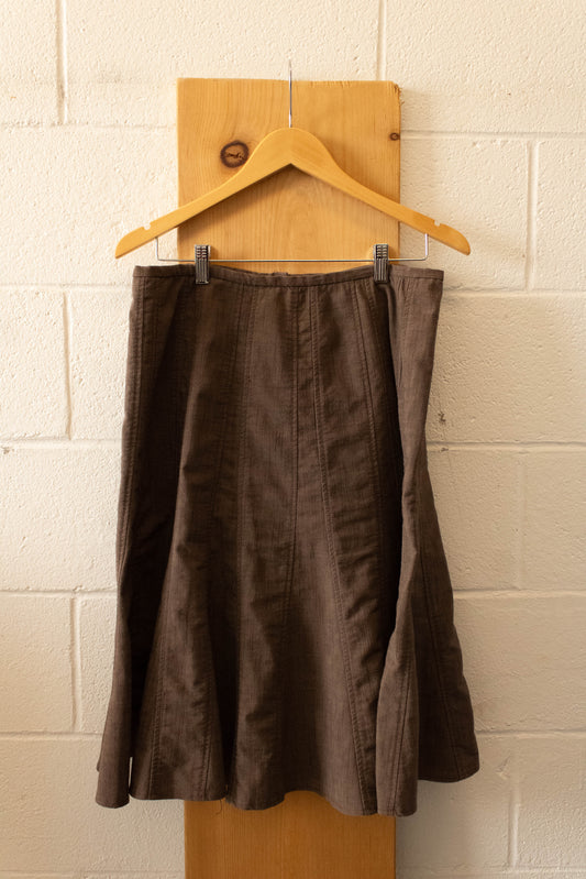 Vtg Brown Flare Skirt : 10