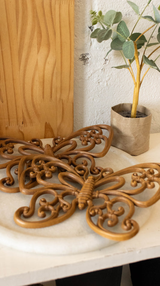 Vtg Pair of Wall Art Butterflies