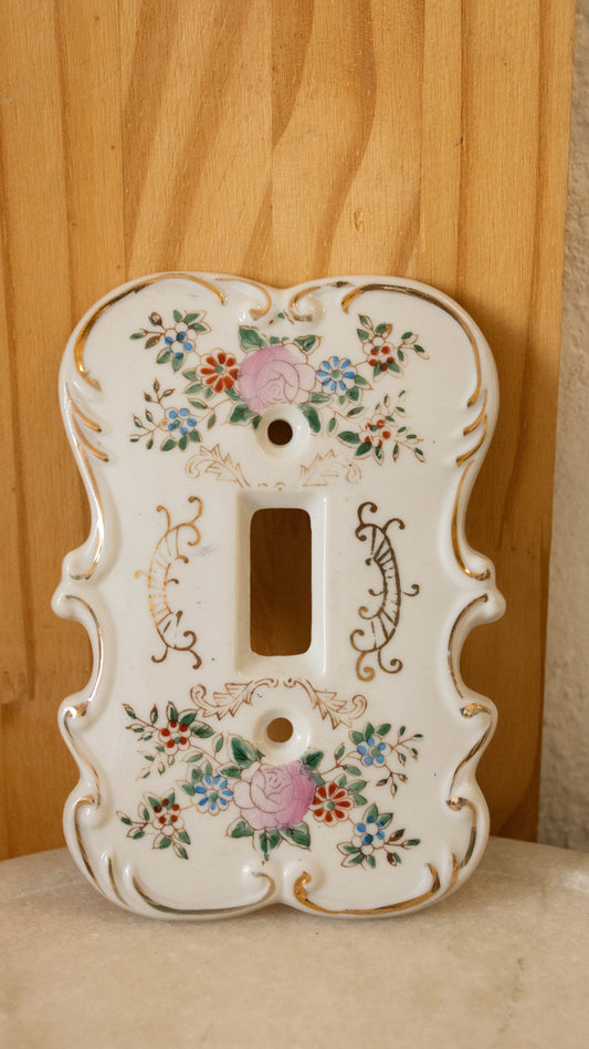 Vtg Porcelain Floral Switch Cover