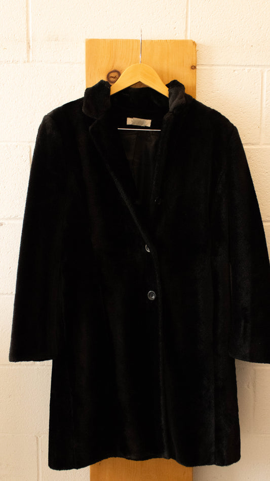 Vtg Black Faux Fur Coat : L (Local Pick Up Only)