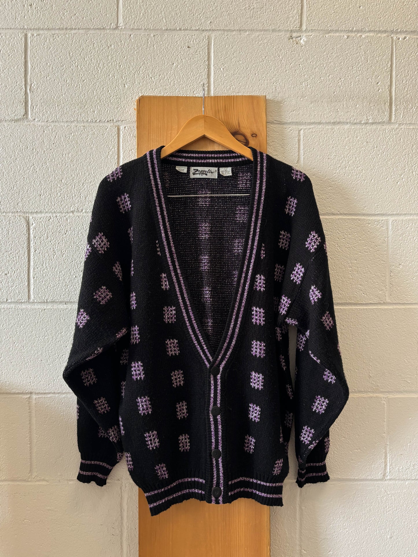 Vtg Black and Purple Cardigan : M