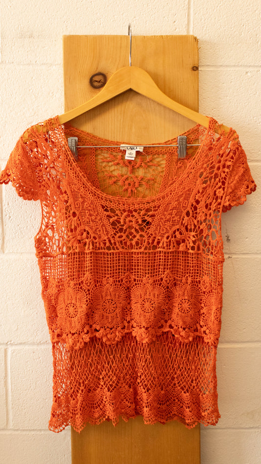 Orange Crochet Top : M