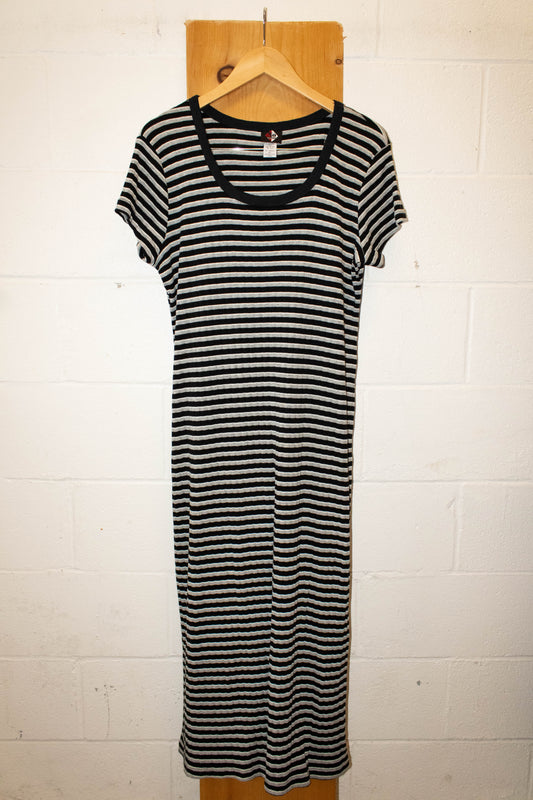Vtg Striped Maxi Dress : L