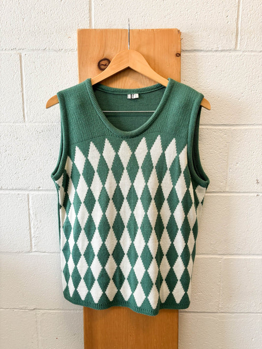 Green Argyle Vest : M