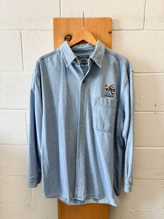 Vtg Denim Button Up : L