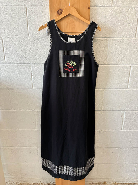 Vtg Black Cherries Dress : M