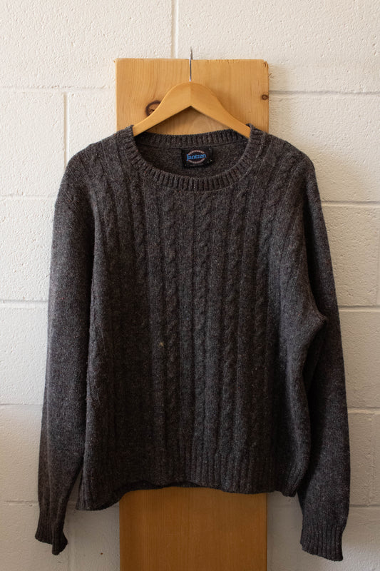 Vtg Grey Knitted Sweater : L