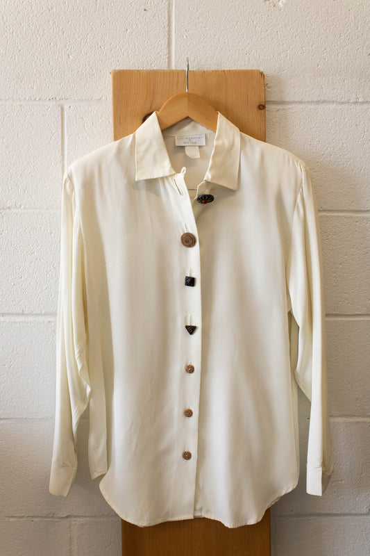 Vtg White Button Up : M