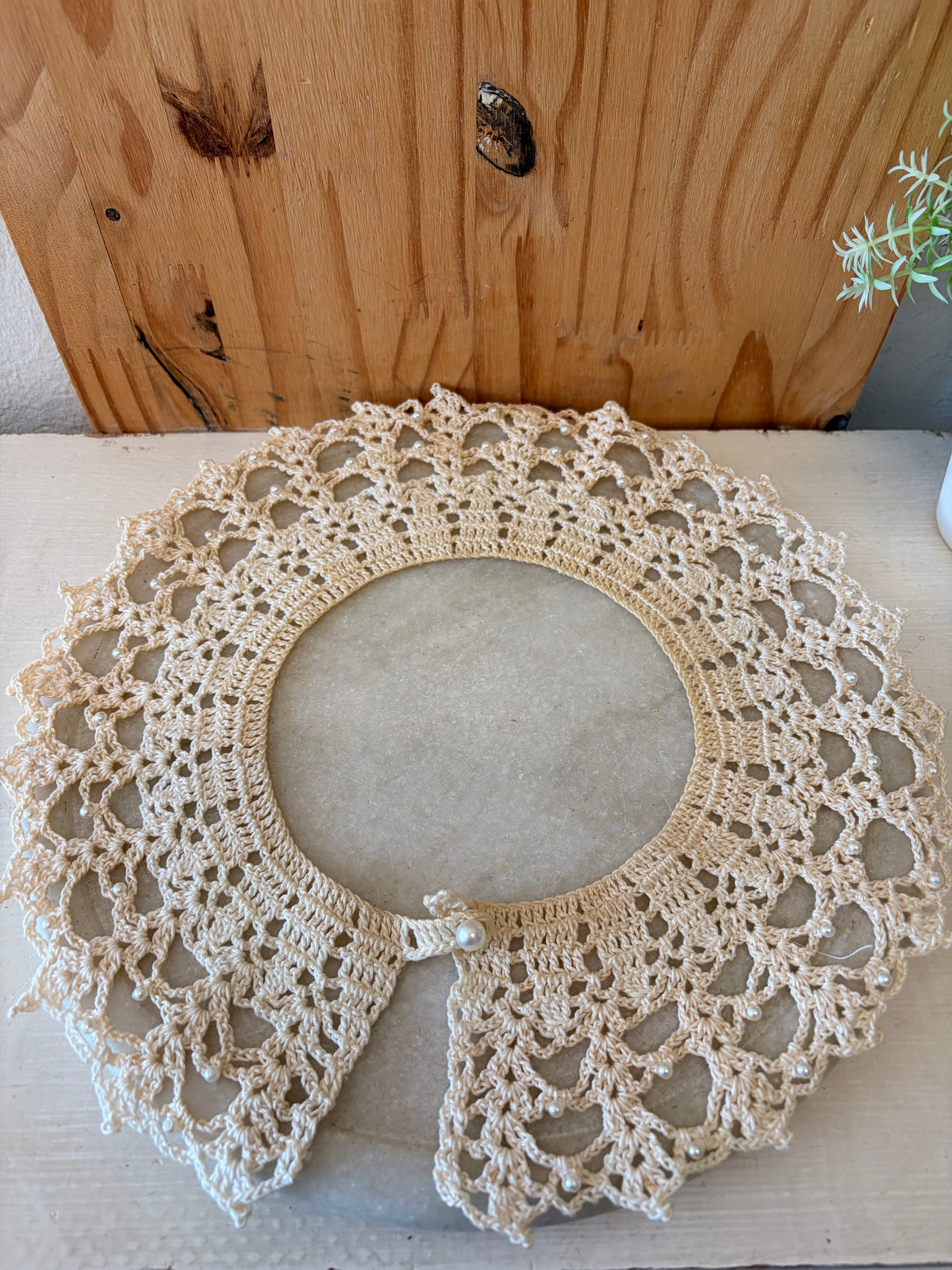 Crochet Lace & Pearl Collar