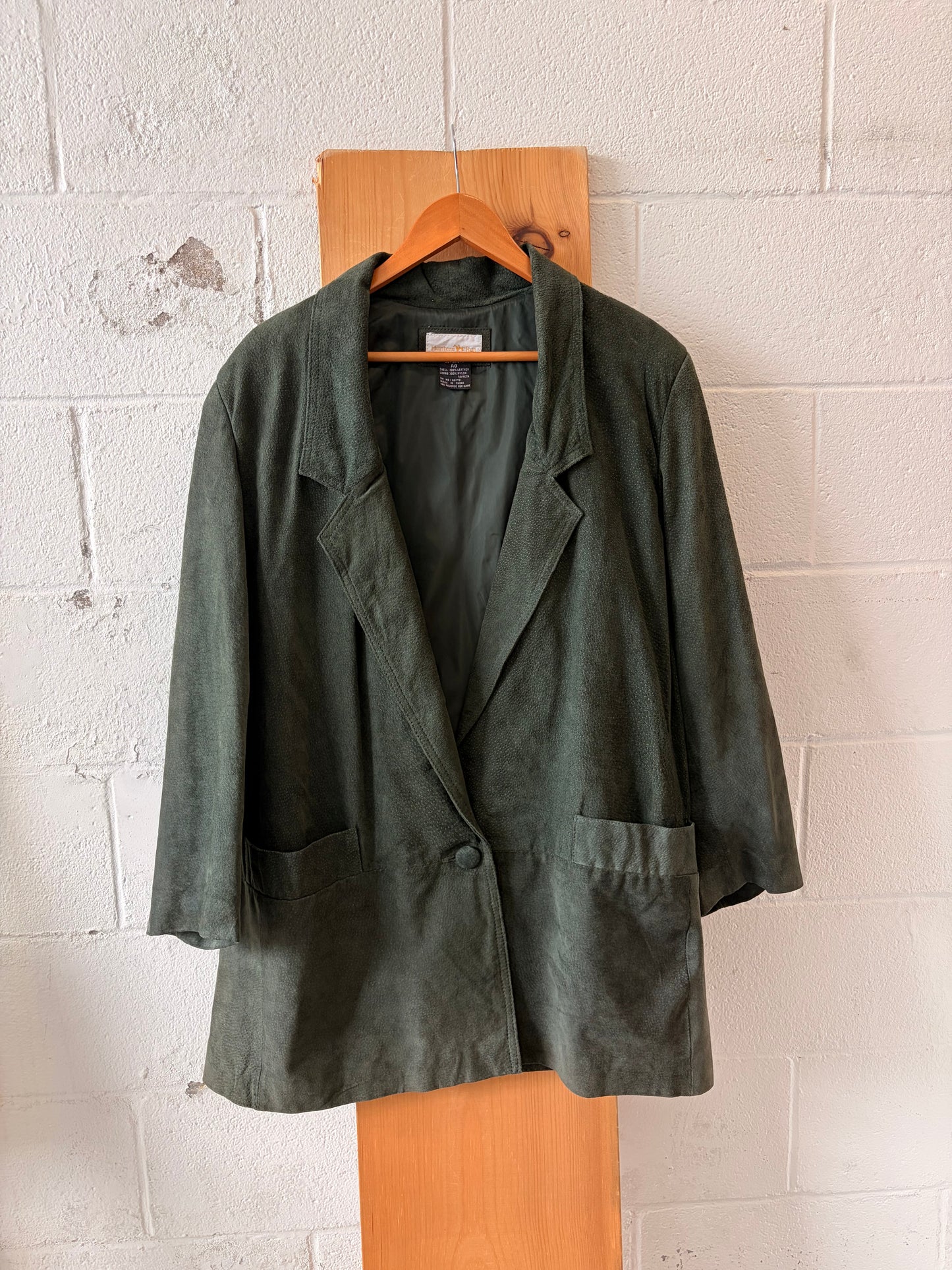 Olive Green Leather Blazer : A8