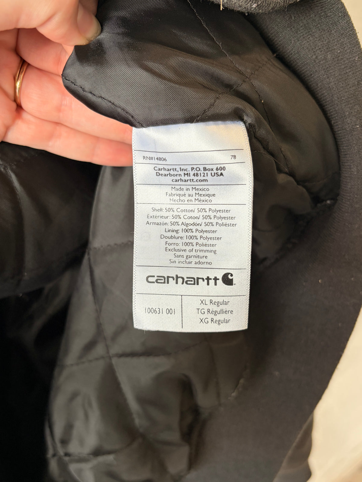 Carhartt Quilt-Lined Zip Up Hoodie : XL