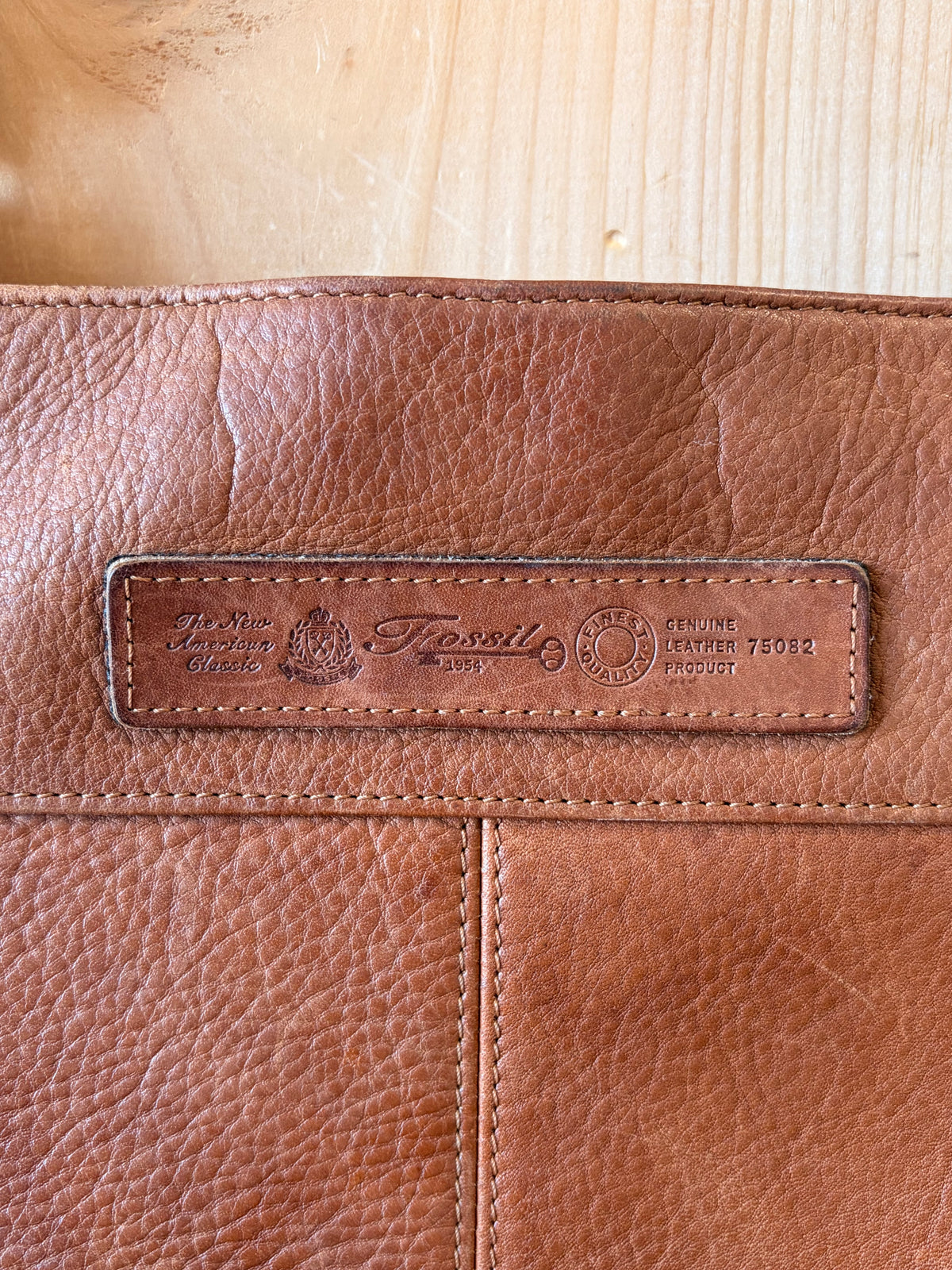 Vtg Fossil Brown Leather Shoulder Bag
