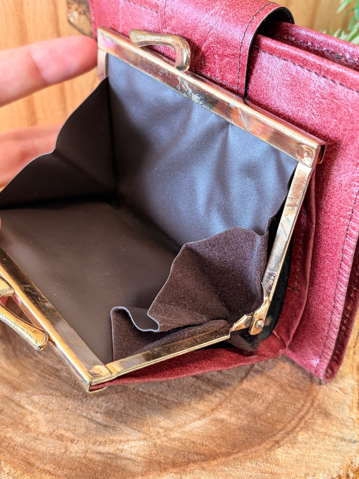 Vtg Red Leather Wallet