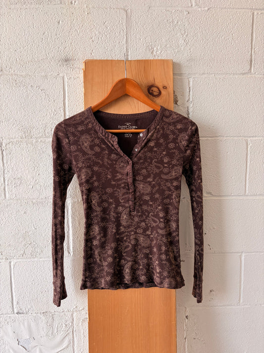 Brown Paisley Henley : S