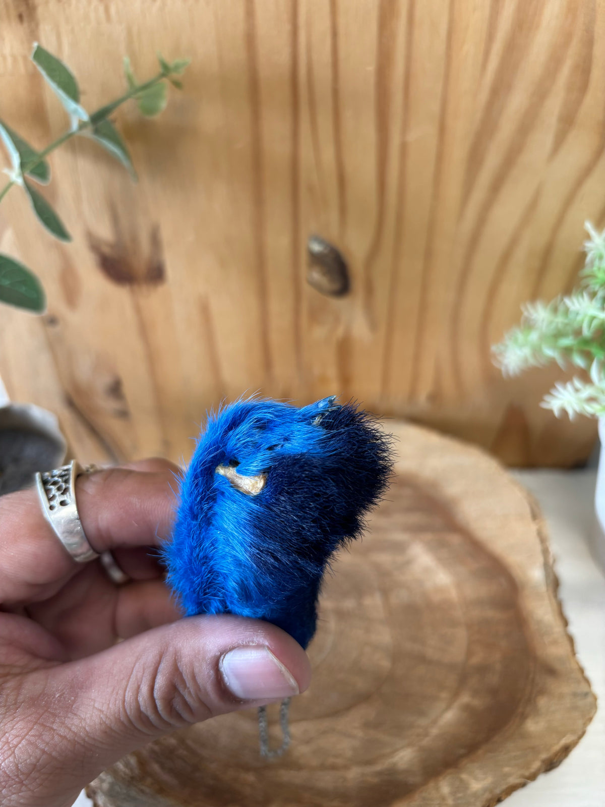 Blue Lucky Rabbit’s Foot Keychain