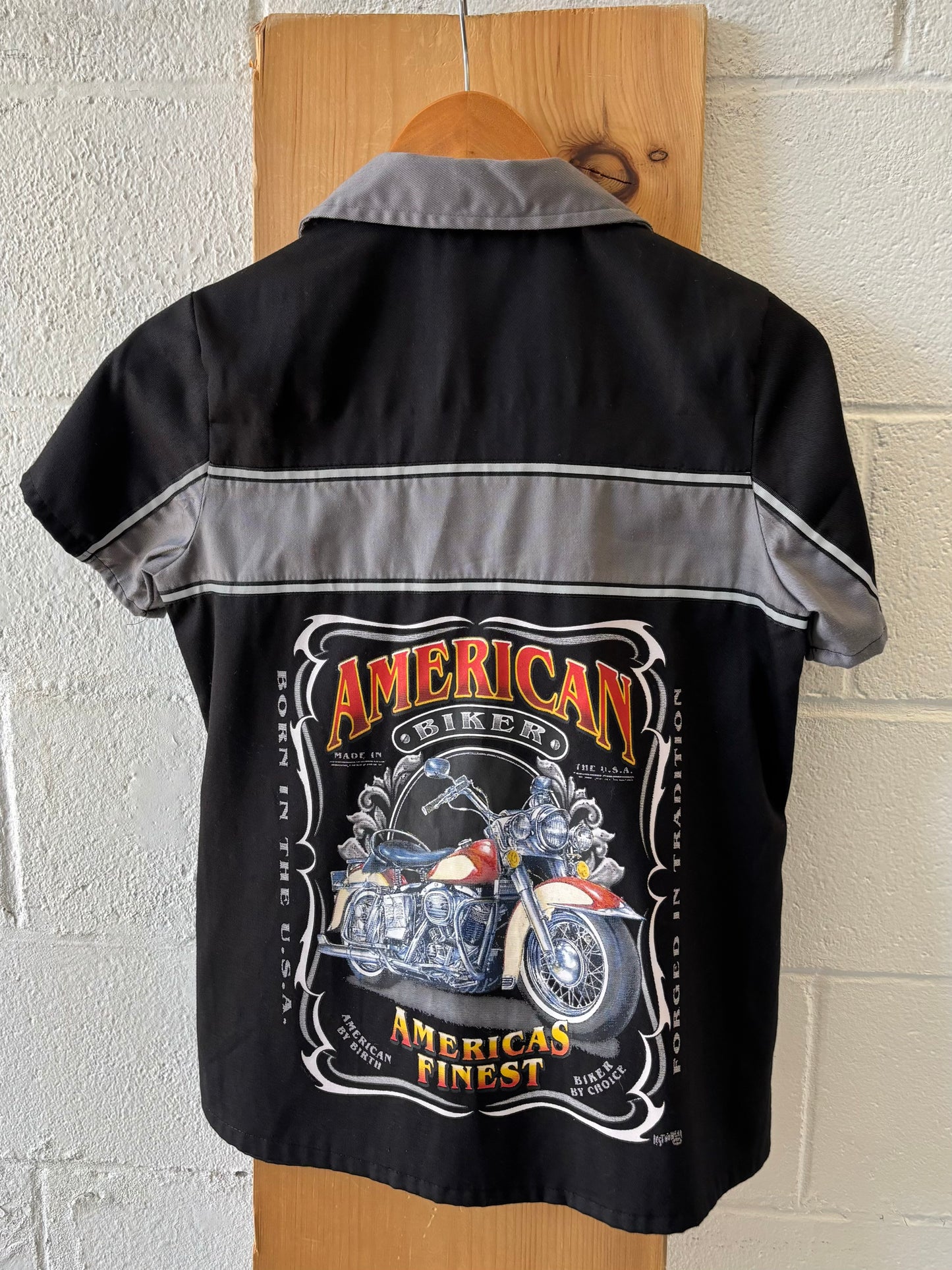 Short Sleeve Biker Button Up : M