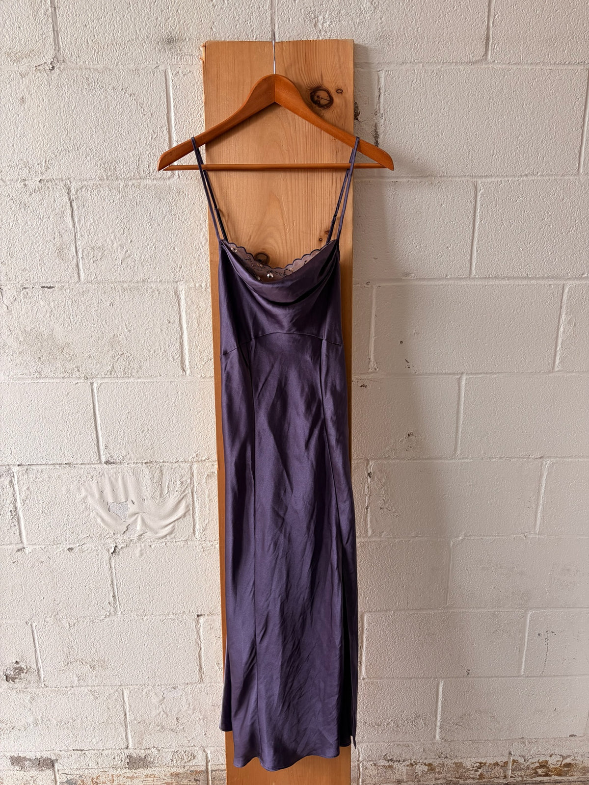 Plum Beaded Slip Dress : S
