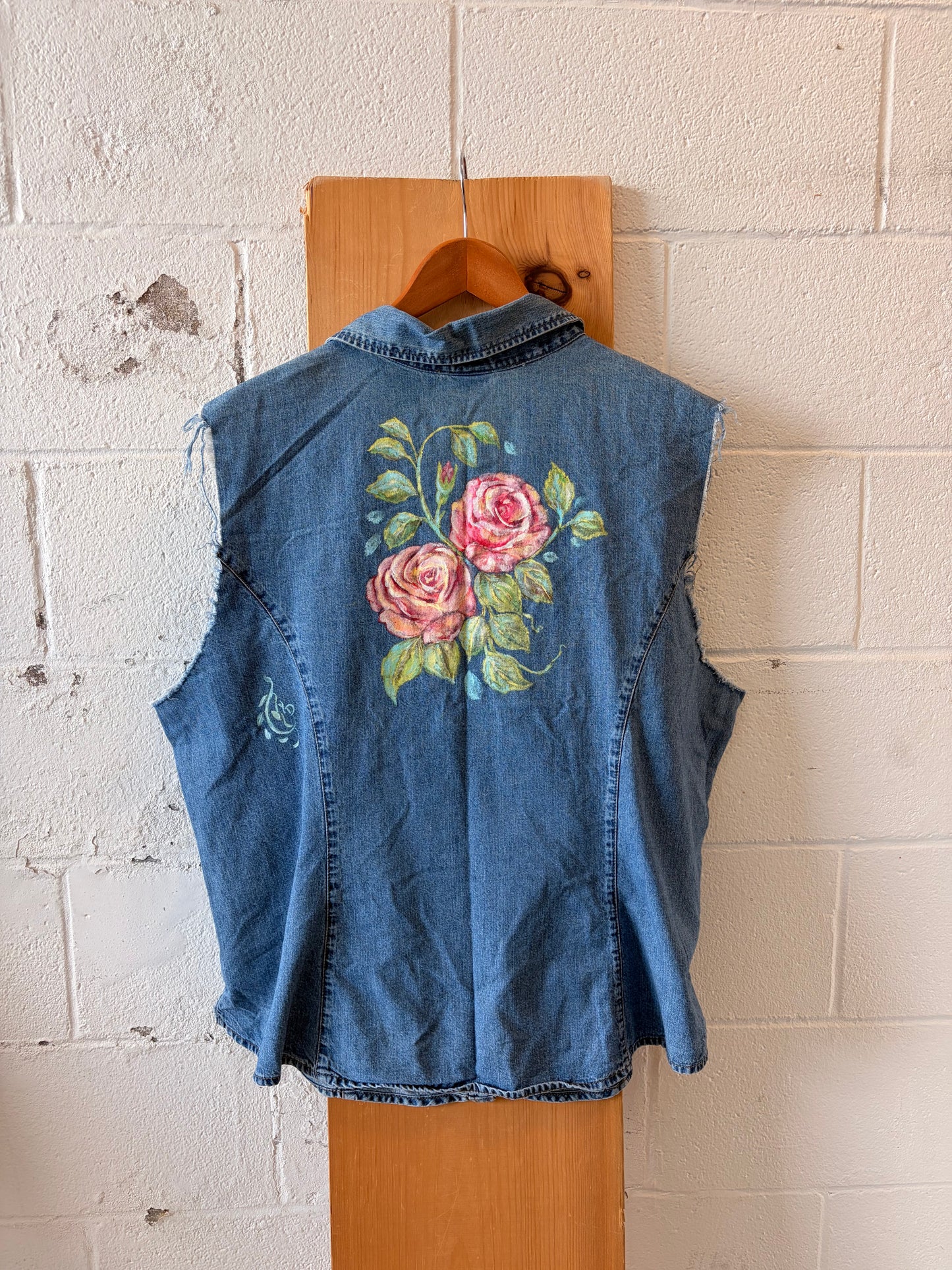 Reworked Hand Painted Denim Vest : 22W/24W