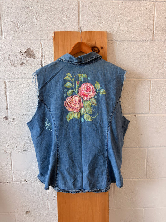 Reworked Hand Painted Denim Vest : 22W/24W
