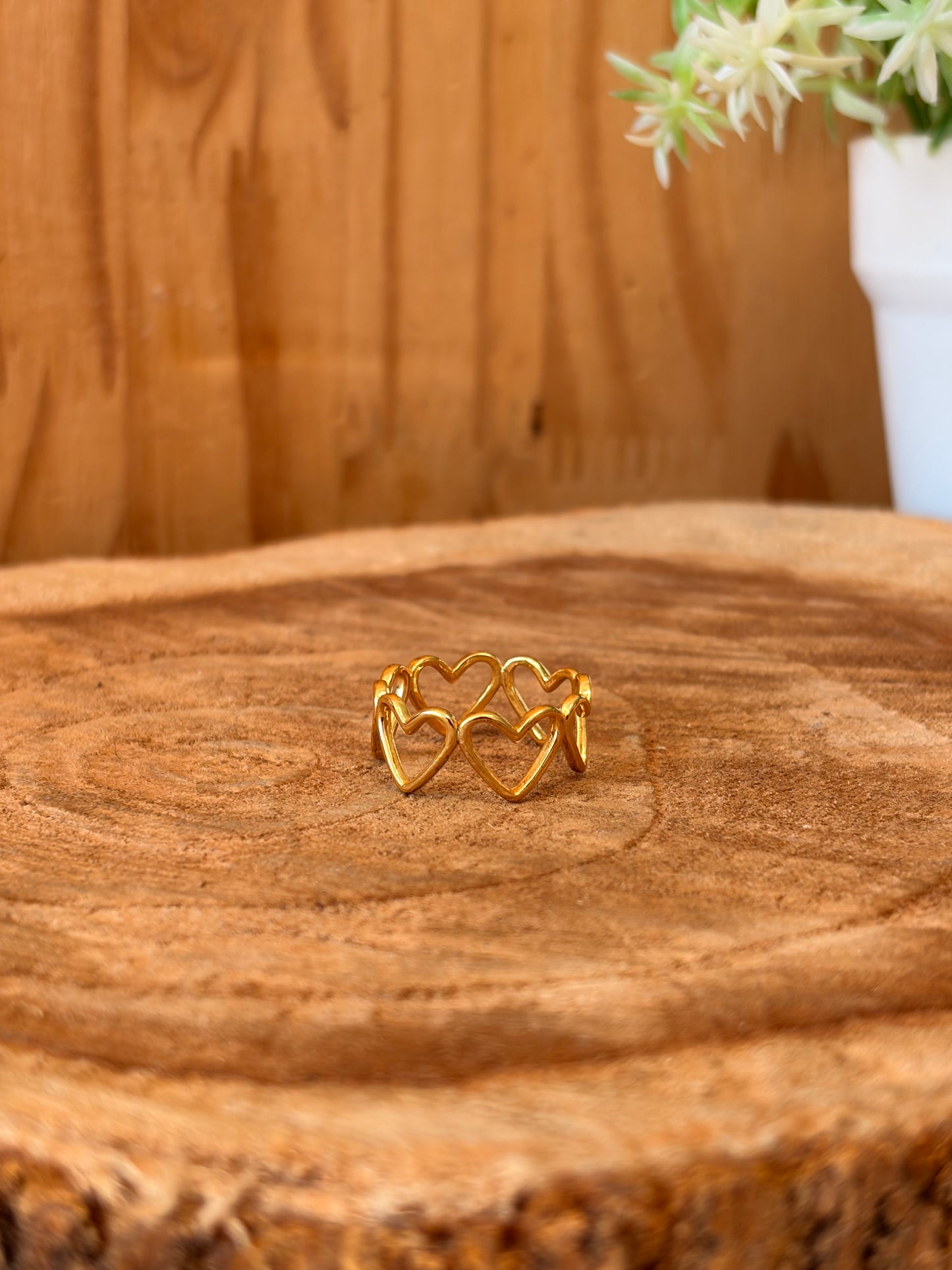 925 Gold Tone Heart Ring : Size 7