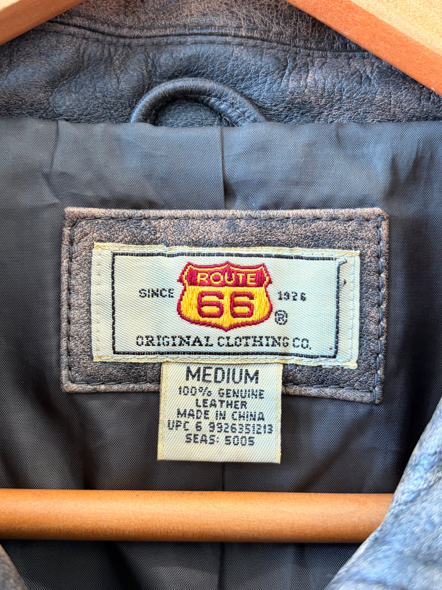 Route 66 Distressed Wash Leather Jacket : M