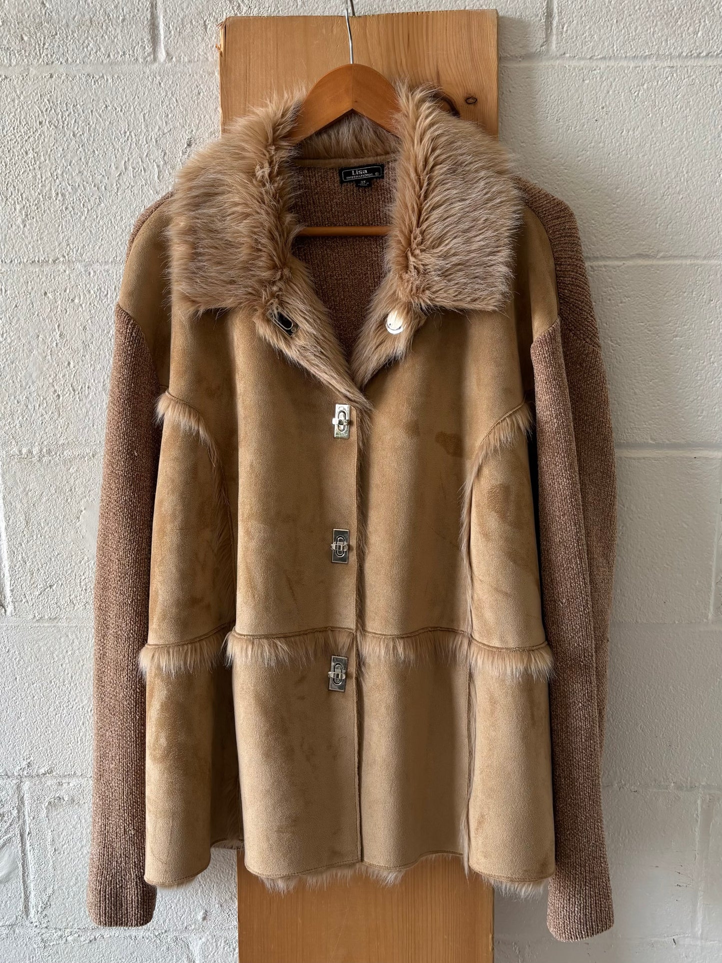 Faux Suede Fuzzy Jacket : 3X