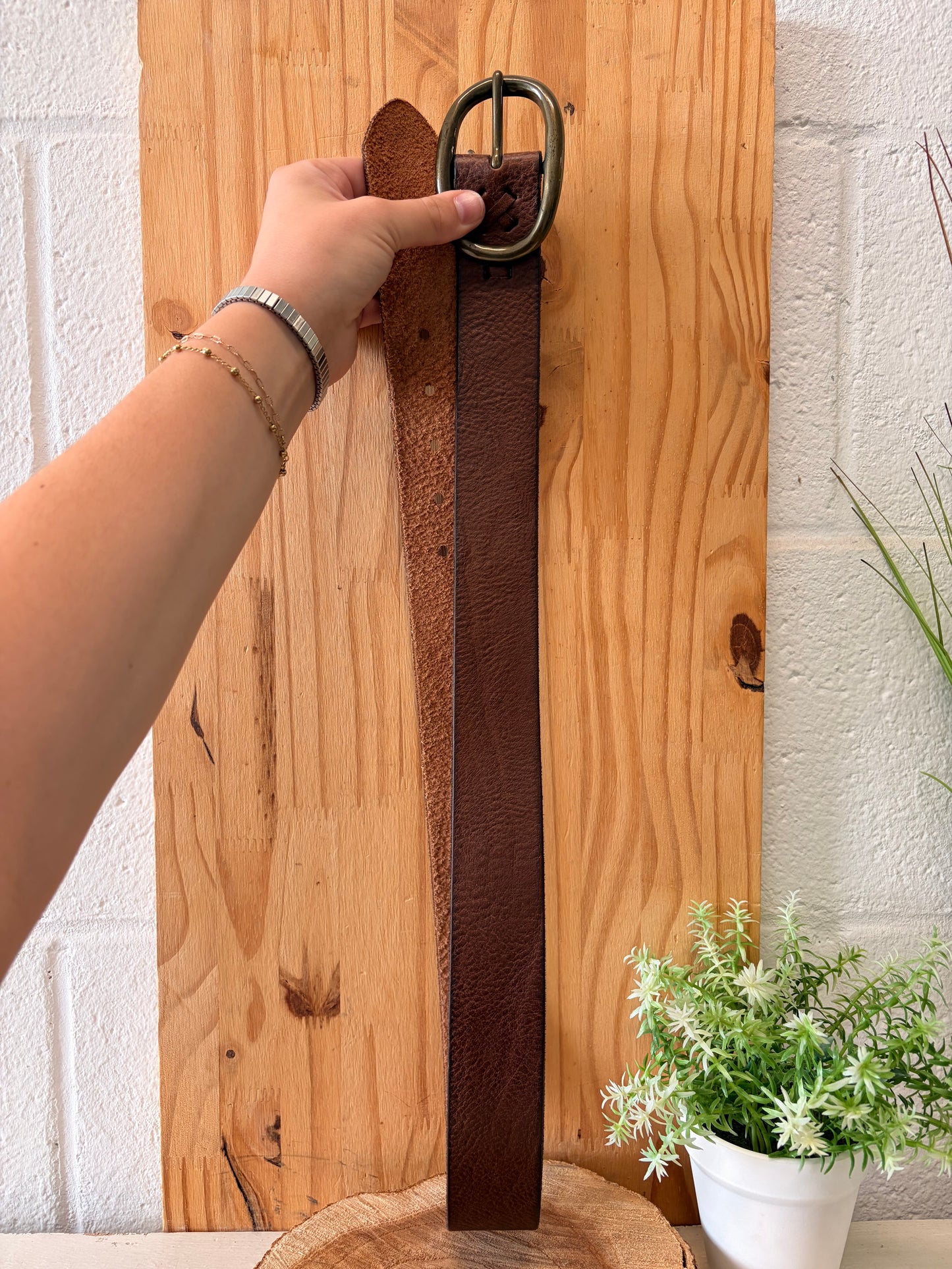 Classic Brown Leather Belt : L