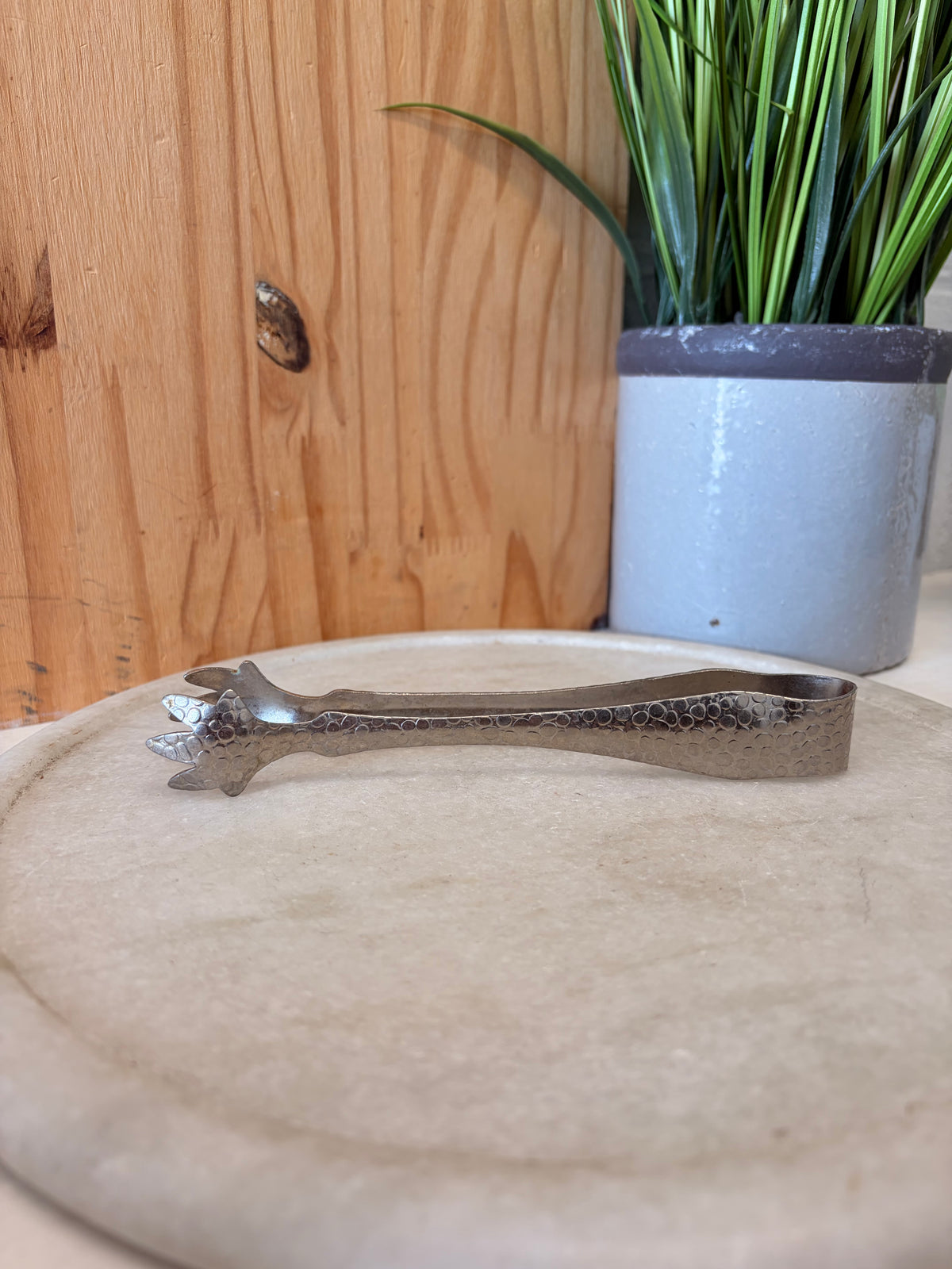 Vtg Hammered Metal Tongs